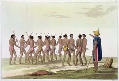 War Dance of the Caroline Islanders, Plate 22 from 